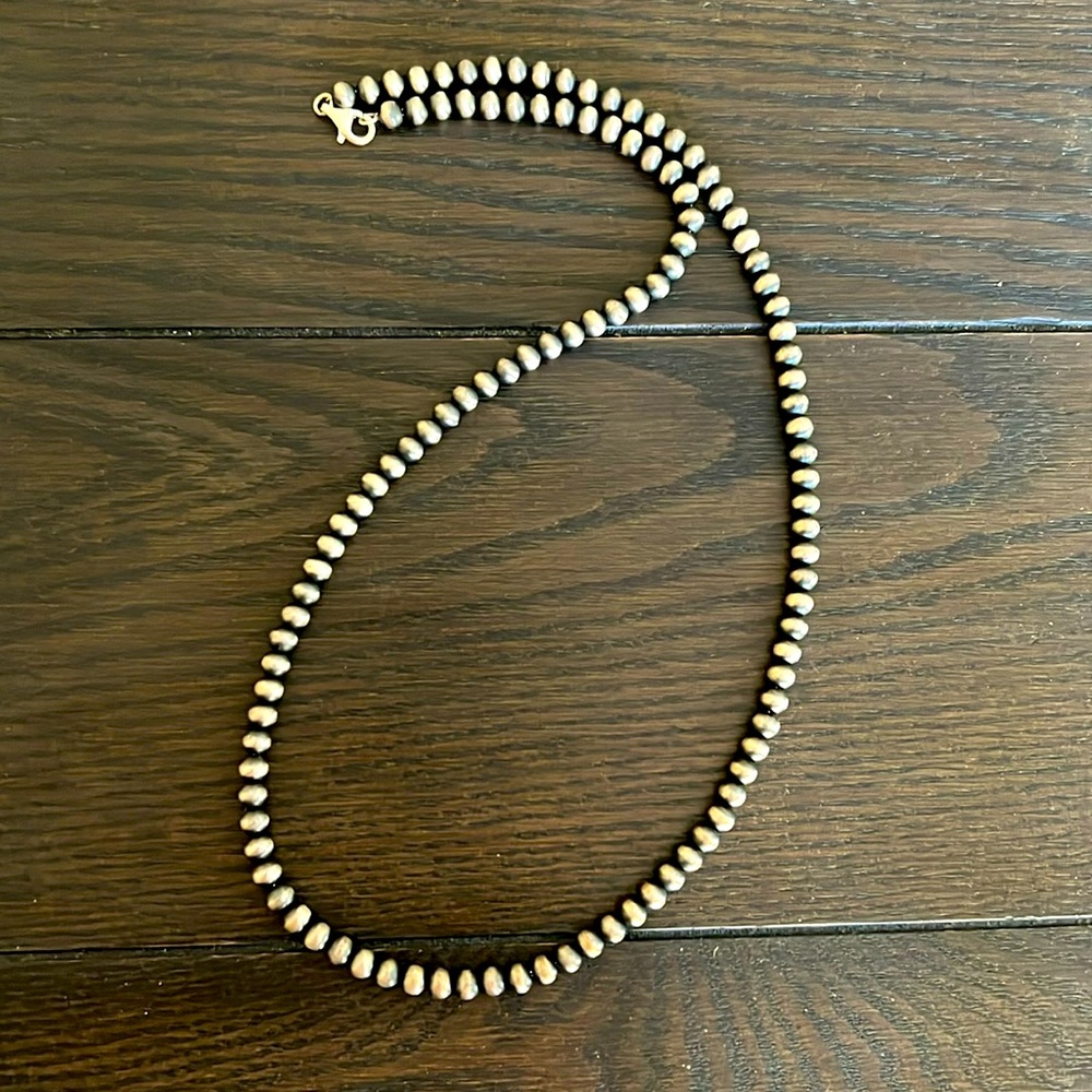 24” Native American Navajo Sterling Silver Pearl Necklace
